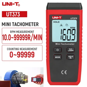 UNIDADE UT373 Tacômetro Digital do Não-contato Gama 10-99999 RPM luz de fundo do LCD Display Laser Medidor de Velocidade AC