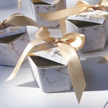 Marmoreio estilo Presentes Caixa de Favores do Casamento e Caixas dos Doces de festas do Chuveiro de Bebê de Papel Caixas de Chocolate Pacote
