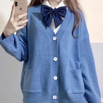 Kawaii Lolita Solta Camisola de Malha VNeck Cardigan Mulher de Casaco Estilo coreano Malhas Japão Menina da Escola JK moda Preppy Estudante