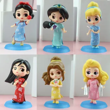 Disney Princess Cheongsam De Branca De Neve, Jasmine, Mulan Belle Kawii Boneca Bonito Presentes Brinquedo Modelo De Figuras De Anime Recolher Ornamentos
