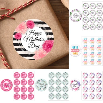 Feliz Dia da Mãe Decoração de Etiquetas Auto-adesivas Etiquetas DIY para o Dia da Mãe Decoração de Flores Etiquetas