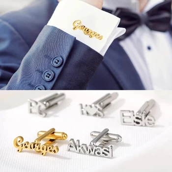 Nome personalizado do Logotipo do botão de Punho de Moda masculina Camisa de Botões de Punho de Jóias de Casamento Presentes Personalizados Nome de Mulher Homem Jóias