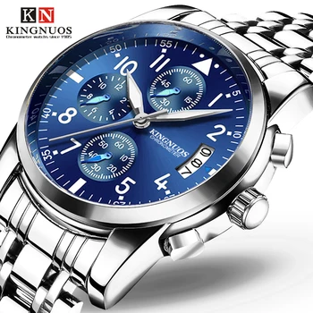 A Moda De Relógios De Homens De Melhor Marca De Luxo Relógio De Pulso Relógio De Quartzo Azul Observar Os Homens Waterproof O Desporto Cronógrafo Relógio Masculino
