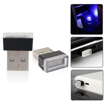 Carro Mini USB LED Atmosfera Luzes Decorativas Lâmpada de Luz Interior do PC Portátil Plug Ambiente Branco Luzes de Emergência Azul