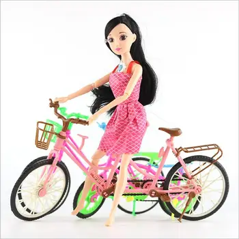 para a barbie de bicicleta da barbie Destacável de Moda de Bicicleta na cor Castanho, Com Capacete de Plástico Cesto Para a Boneca Barbie 1/6 Acessórios Crianças Brinquedo de Presente