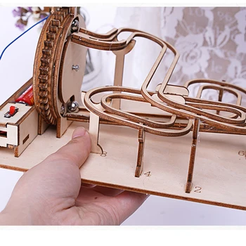 3D em Madeira de Mármore Executar DIY Montagem Mecânica de Engrenagens Modelo de Engenharia de Vapor Experimento científico Educacional Kit de Brinquedos para Crianças