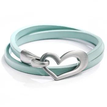 simples Multilayer Encanto da Forma do Coração Bracelete Para Mulheres Adequado para pulseiras e gargantilhas Charme de Couro Liso Casal Wra