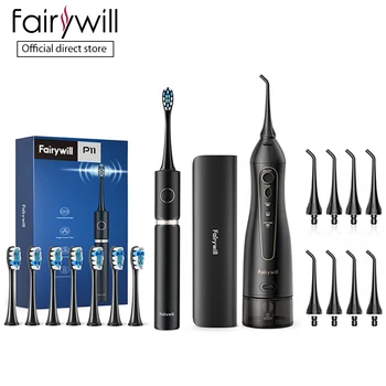 Fairywill 300ML de Água Flosser e Escova Dental Portátil Oral Irrigantes 3 e Modos de 8 Jet Dicas IPX7 Impermeável USB Cobrado