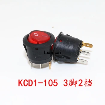 10PCS/LOT 23mm de Diâmetro Luz Vermelha EM OFF SPST Rodada Interruptor de 3 Pinos 6A/250V 10A/125V AC Interruptor de Alimentação KCD1-105