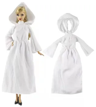 Cosplay Branco com Capuz 1/6 BJD Boneca de Vestido de Princesa Roupas para a Barbie Roupas de Vestido de Roupa De 11,5