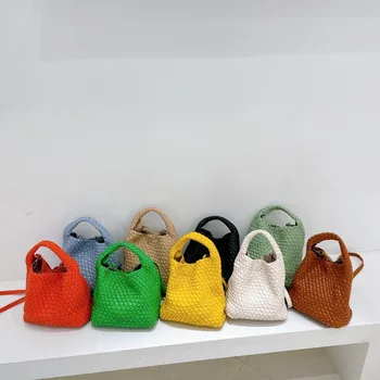 Luxo Trança Crossbody Saco PU Macio Tecido Balde de Sacos para as Mulheres Handbag Designer Composta Saco Sacos de Ombro, Senhoras Tote Bolsa