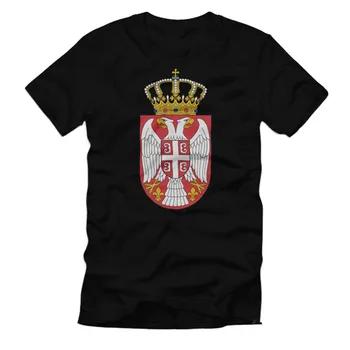 Sérvia Águia de duas Brasão de Armas Serbije Serbe Homens T-Shirt de Manga Curta de Algodão Casual O-Pescoço Verão T-Shirts