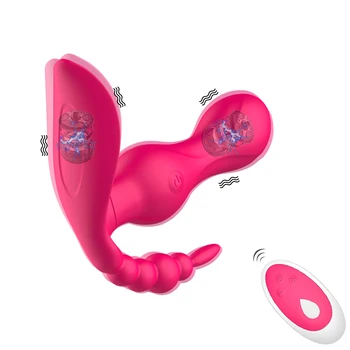 3 em 1 sem Fio G Spot Controle Remoto Vibrador para as Mulheres Anal, Estimulador de Clitóris Wearable Calcinha Vibrador de Brinquedos Sexuais Para Adultos