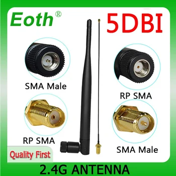 EOTH 1-5pcs 2,4 g de antena de 5dbi sma fêmea wlan wi-fi de 2,4 ghz antene IPX ipex 1 SMA macho com cabo flexível Cabo de Extensão de iot módulo de antena