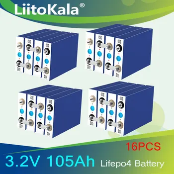 16PCS LiitoKala 3.2 V 105Ah LiFePO4 bateria pode formar-bateria de 12V Lítio-ferro phospha Pode fazer o Barco de baterias de carro, batteriy