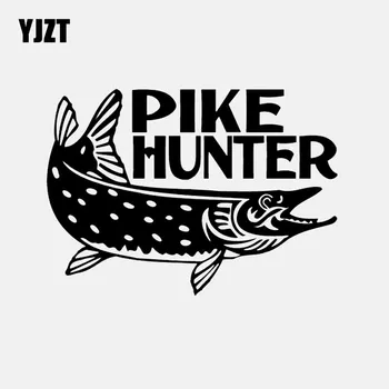 YJZT 16,2 CM*11,5 CM Pique Caçador de Etiqueta do Carro de Pesca de Vinil Decalque Peixe Preto/Prata C24-0878