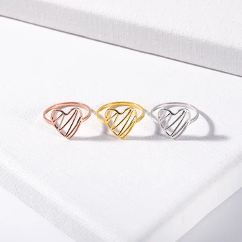 Geométricas Anéis de Textura Especial de Aço Inoxidável Coração Dourado, Anéis, Anéis de Homens Anéis de Presentes para Melhores Amigos Presentes de Aniversário