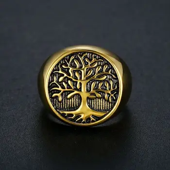 De Aço inoxidável Árvore da Vida Anel Clássico Viking Homem Anéis Amuleto Nórdicos Jóias