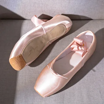 XIHAHA Mulheres Ballet Dança Sapatos de Criança e Adultos, Balé sapatilhas de Ponta Profissional com Fitas de Sapatos de Mulher Zapatos Mujer Tênis