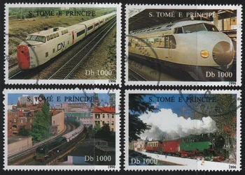 4Pcs/Set São Tomé e Príncipe Selos De 1996 Trens Modernos Pós Marcado Selos Postais para a Coleta de