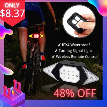A Luz de bicicleta Bicicleta Vire Sinal de USB Recarregável Controle Remoto sem Fio Bicicleta de Cauda/Front Light Assistida Andar Prompt de Luz