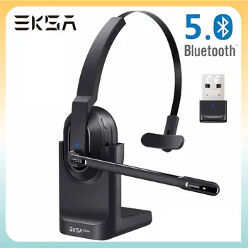 EKSA H5 sem Fio Bluetooth 5.0 Fones de ouvido com ENC Mic Carregamento da Base de dados de Fone de ouvido para PC Portátil de Call Center Office 25H Falar do Tempo