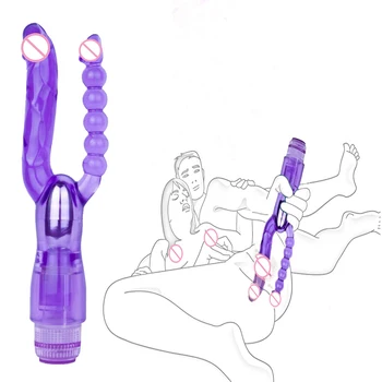 Cabeça dupla de Silicone Quintal de Brinquedos Brinquedos Sexuais para as Mulheres Simultânea Estimulação Anal G-spot de Brinquedos para Adultos maiores de 18 Jogos de Sexo Loja