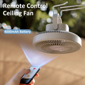 Verão de Ar Doméstico Fan Cooler com LED Lâmpada de Controle Remoto Recarregável do Banco do Poder de USB Ventilador de Teto 3 Engrenagem de Ventilador de Parede