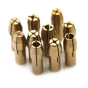 10PCS/Set Bronze Broca de Mandril porta-Pinça Bits 0.5-3.2 mm 4,3 mm Haste Porca do Parafuso de Reposição para Ferramenta rotativa Dremel