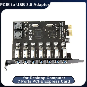 USB 3.0, PCIE Adaptador de Cartão de Super Velocidade de 7 Portas PCI-E Placa de Expansão de USB3 Hub PCI-e Controlador do Conversor para a área de Trabalho do Computador
