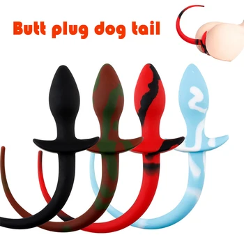 Plug Anal Em Silicone Cauda Do Cão No Cu Cosplay Jogos De Sexo Annal Tapon Plug Anal Adultos Brinquedos Bens Vaginal Para Homens, Mulheres, Casal Gay