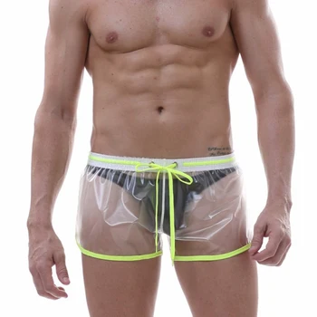 Homens Sexy Curto de Boxer Ver Através de Cueca Transparente Impermeável Board Shorts Troncos de Natação de Verão, Praia, Piscina Desgaste do Partido