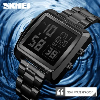 SKMEI Completa de Relógios de homens de Aço de melhor Marca de Luxo de Esportes Militares Relógios Relógio Impermeável LED Relógio Digital Homens Relógio Masculino