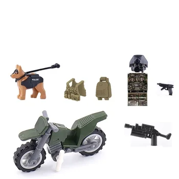 Camuflagem Soldado Motocicleta colete Tático de Arma de MOC SWAT Cidade de cães-Polícia militar de armas figuras de Construção de Bloco de Tijolo mini brinquedos
