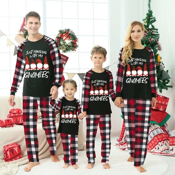 Plus Size Natal Da Família De Correspondência De Pijama Apenas Sair Com Minhas Gnomies Mantas Conjuntos