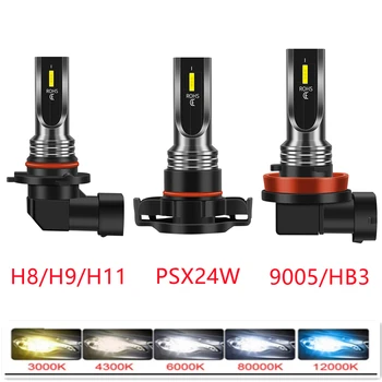 2X Super Brilhante H4 LED Faróis do Carro Lighs H7 CSP, Auto faróis de Nevoeiro H8 H1 H3 H11 H16 9005 9006 HB3 HB4 Lâmpadas de Iluminação de 12V 24V 80W