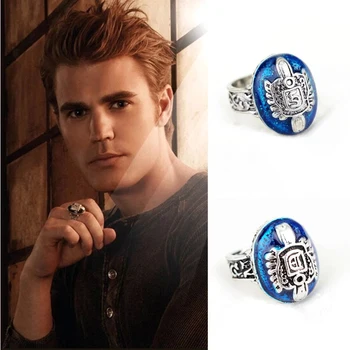 O Vampire Diaries Anel Anillos Damon Salvatore Renascer Anéis Aneis Stefan brasão da Família anel de dedo Vintage Ornamentos