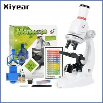 1200X LED Laboratório Microscópio, Kit Para Crianças de Biologia Microscópio Para a Estudante da Escola para Casa da Ciência Brinquedo Educativo