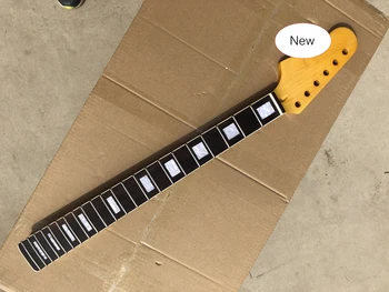 Novo braço da Guitarra 22fret de 25,5 polegadas Maple Escala em Rosewood Block Inlay Brilhante Amarelo Invertido de Cabeça
