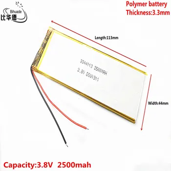 3.8 V,2500mAH 3344113 de Polímero de lítio ion / Li-íon para a Interna do tablet da bateria do telefone móvel