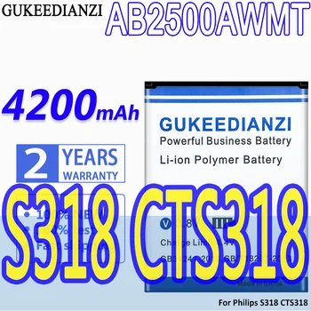 Alta Capacidade GUKEEDIANZI Bateria AB2500AWMT 4200mAh Para a Philips S318 CTS318