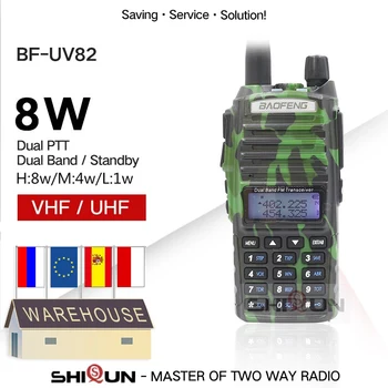 Original Dual PPF Baofeng UV-82 8W Rádio 10 KM Walkie-Talkie Preto Camo Útil de Rádio Amador uv-5r UV-9R Mais para a caça uv82