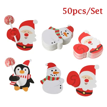 50Pcs/monte Pirulito Cartões de Papel Chocolate Decorações de Natal Papai Noel, Boneco de neve Garoto Embalagens de Presentes para o Natal Festa