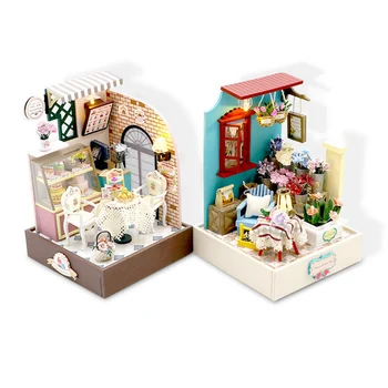 DIY de Madeira Casa de bonecas Casa em Miniatura, Com Mobiliário Kit de Acessórios de Casa Sobremesa Montar Brinquedo para as Crianças namorada Presentes