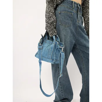 Mulheres Bag Jeans ABA Vintage Sólido Zíper MACIO, Saco de Ombro Bolsa Pures e Sacos de Crossbody Saco de Meninas de Alta Qualidade