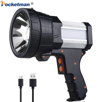 Mais Poderosa da Tocha Lanterna LED Recarregável USB Luz de Trabalho 10000mAh de Longa Duração Portáteis Projector do Farol