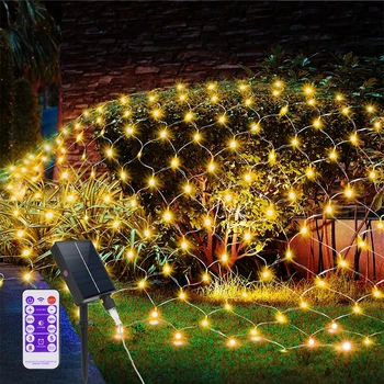 Solar da Cortina de rede de Malha de Luz 3x2M 192leds Jardim Exterior Net Luzes de Fadas de Seqüência de caracteres para o Natal a Festa de Casamento de Quarto, Pátio Gramado Decoração