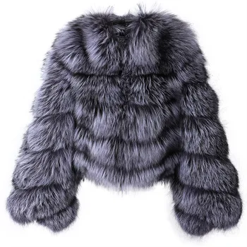 Mulheres Casaco Jaqueta de Inverno Real Fox Pêlo Grandes e Macias Feminino Quente Grossa Quente Agasalho Casaco de Pele Natural