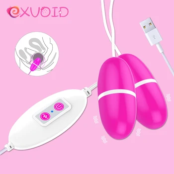 EXVOID Remoto Poderoso Vibradores para a Mulher Brinquedos Sexuais para as Mulheres Dual Ovo Vibrador G-spot Massagem De 12 de Frequência de Alimentação USB Sex Shop