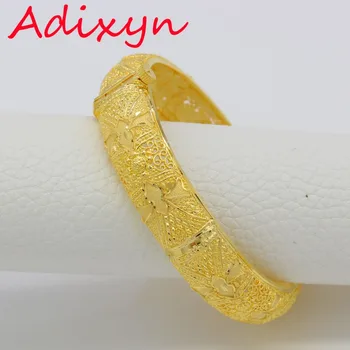 Adixyn 6.8 cm/2.68 polegadas Dubai Pulseiras Para Mulheres 24k Cor de Ouro/Pulseiras de Cobre e Pulseira Africano/Árabe/Médio Festa de Páscoa Presentes